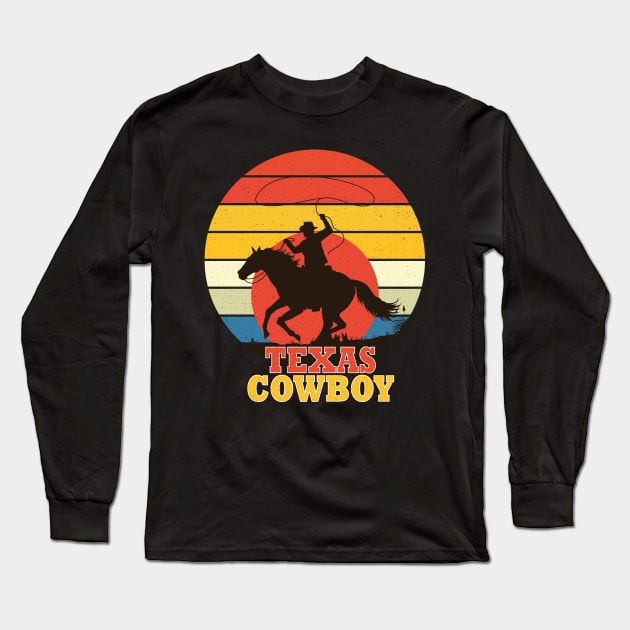 Western Texas Sunset Cowboy Long Sleeve T-Shirt by JohnRelo